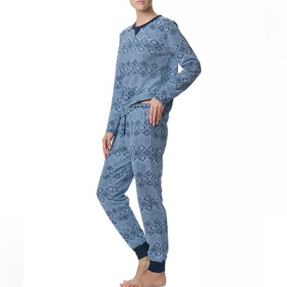 Tommy Hilfiger XL Navy Light Blue Sweater Weather Crew Top & Jogger PJ Gift Set - Picture 3 of 11